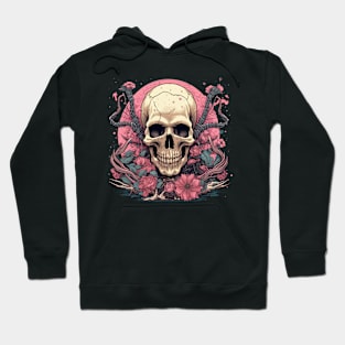 Classical Skull with Flowers and Sticks Hoodie